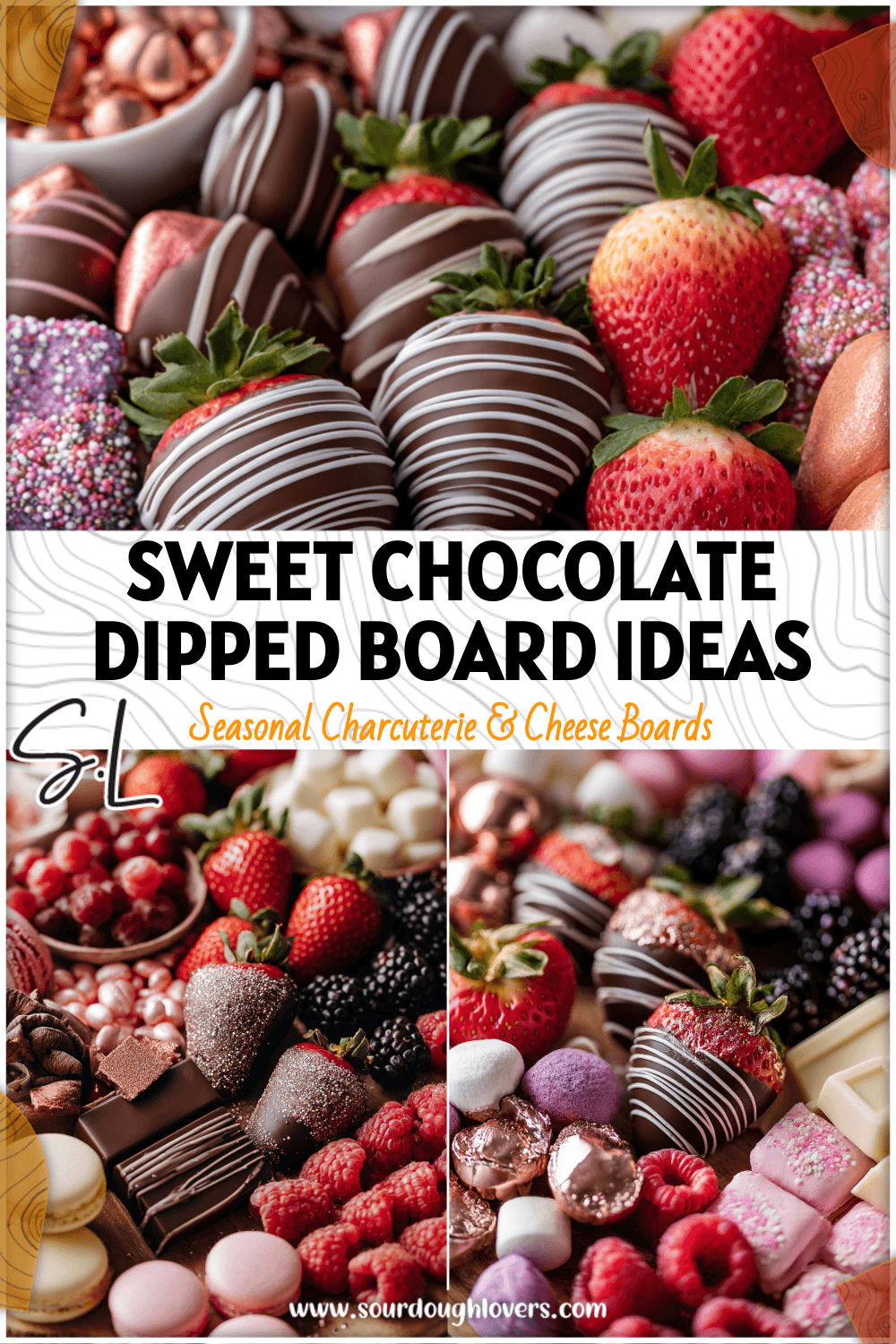 A Valentine’s chocolate covered board with candies, dipped fruits, and pink sweets styled for a romantic night.